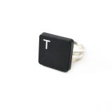 Letter T Adjustable Upcycled Keyboard Ring by Wilde Designs