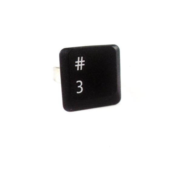 Keyboard Number 3 Key Ring by Wilde Designs