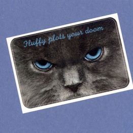 Fluffy Plots Your Doom Sticker by Wilde Designs
