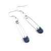 Aqua Blue Glittery Safety Pin Earrings by Wilde Designs