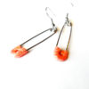 Glittery Safety Pin Earrings Neon Orange by Wilde Designs