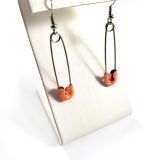 Orange Glittery Safety Pin Earrings by Wilde Designs