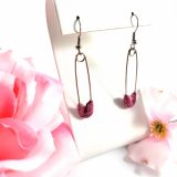 Glittery Pink Safety Pin Earrings by Wilde Designs