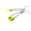 Glittery Safety Pin Earrings Neon Yellow by Wilde Designs