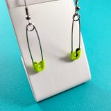 Glittery Yellow Safety Pin Earrings by Wilde Designs