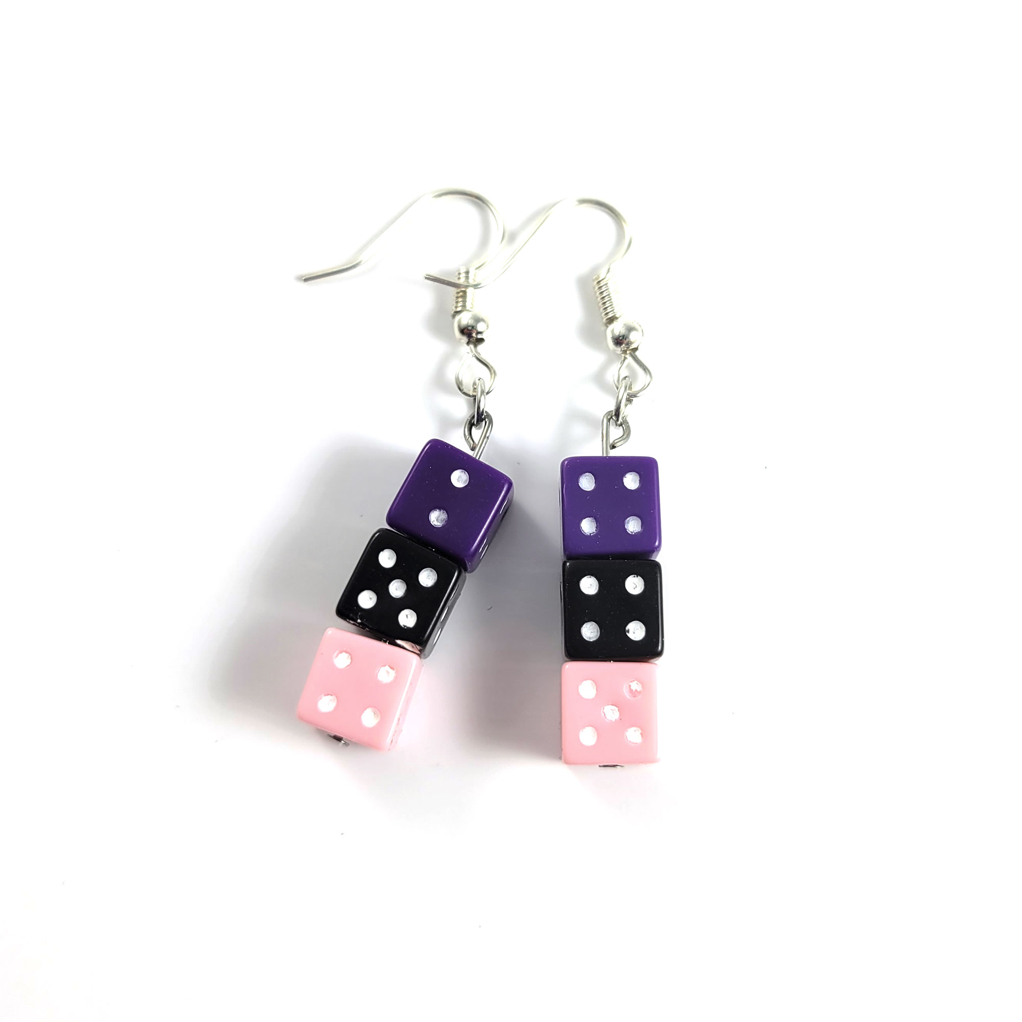 Purple, Black, and Soft Pink Gamer Gear Earrings by Wilde Designs