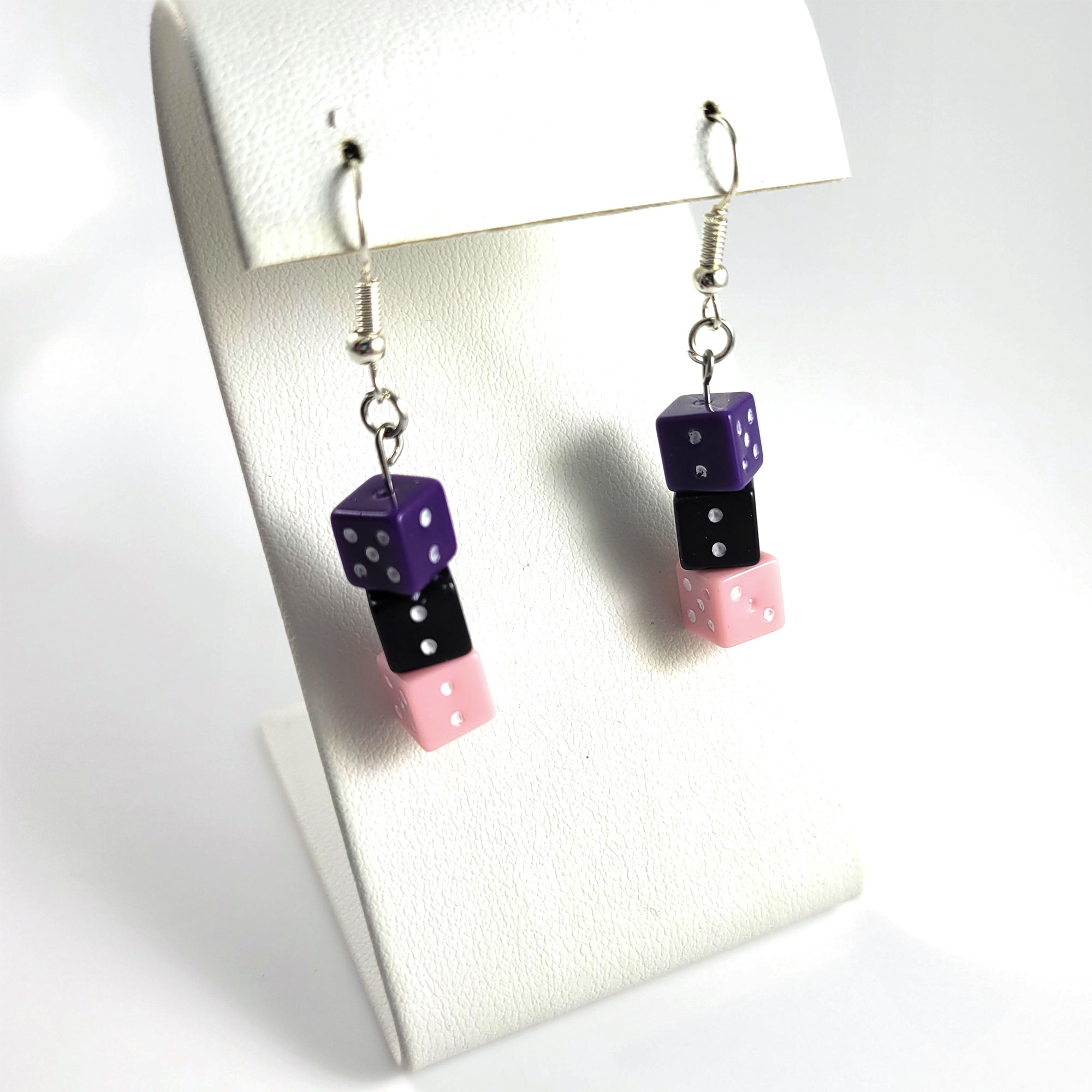 Purple, Black, and Soft Pink Gamer Gear Earrings by Wilde Designs