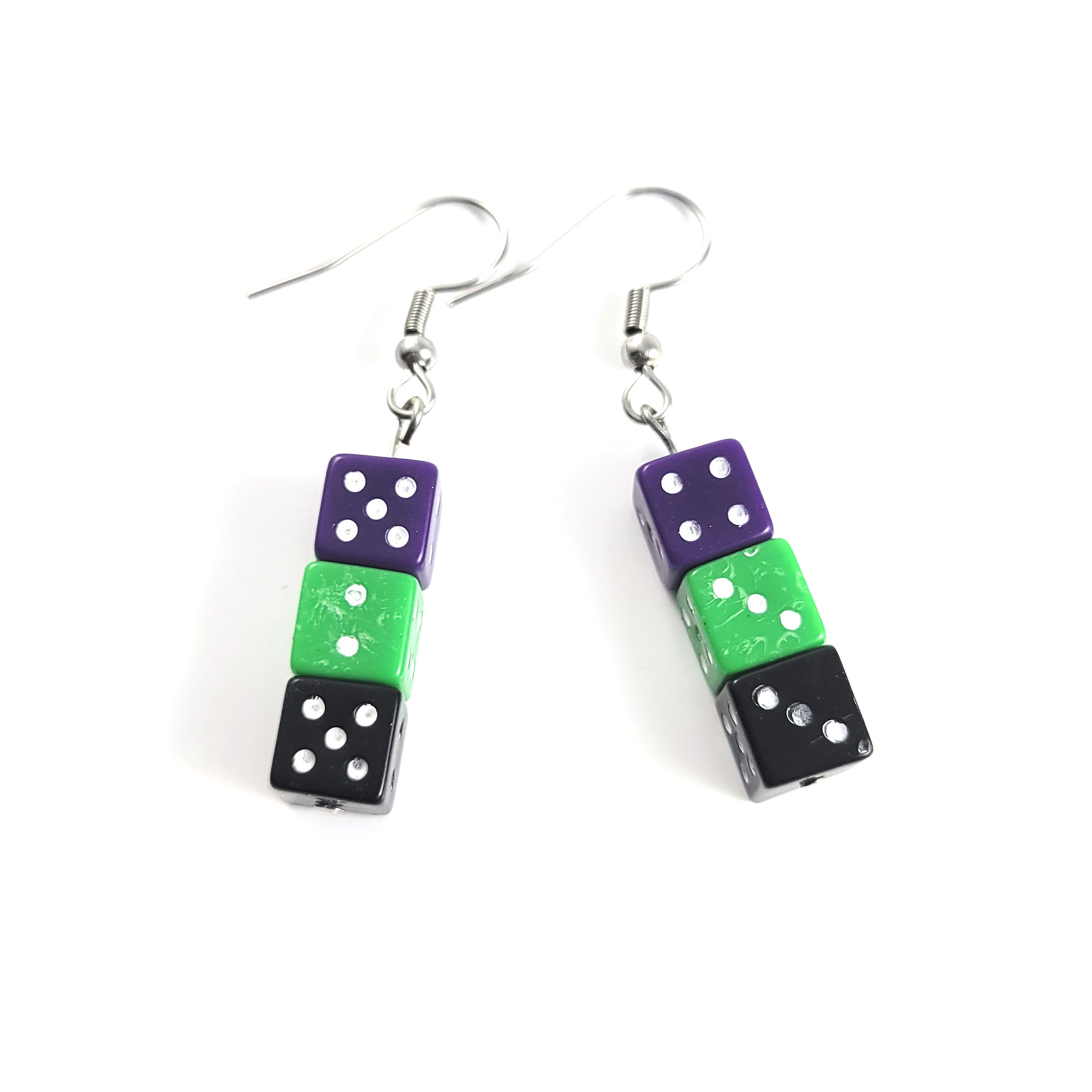 Purple, Green & Black Gamer Gear Earrings by Wilde Designs