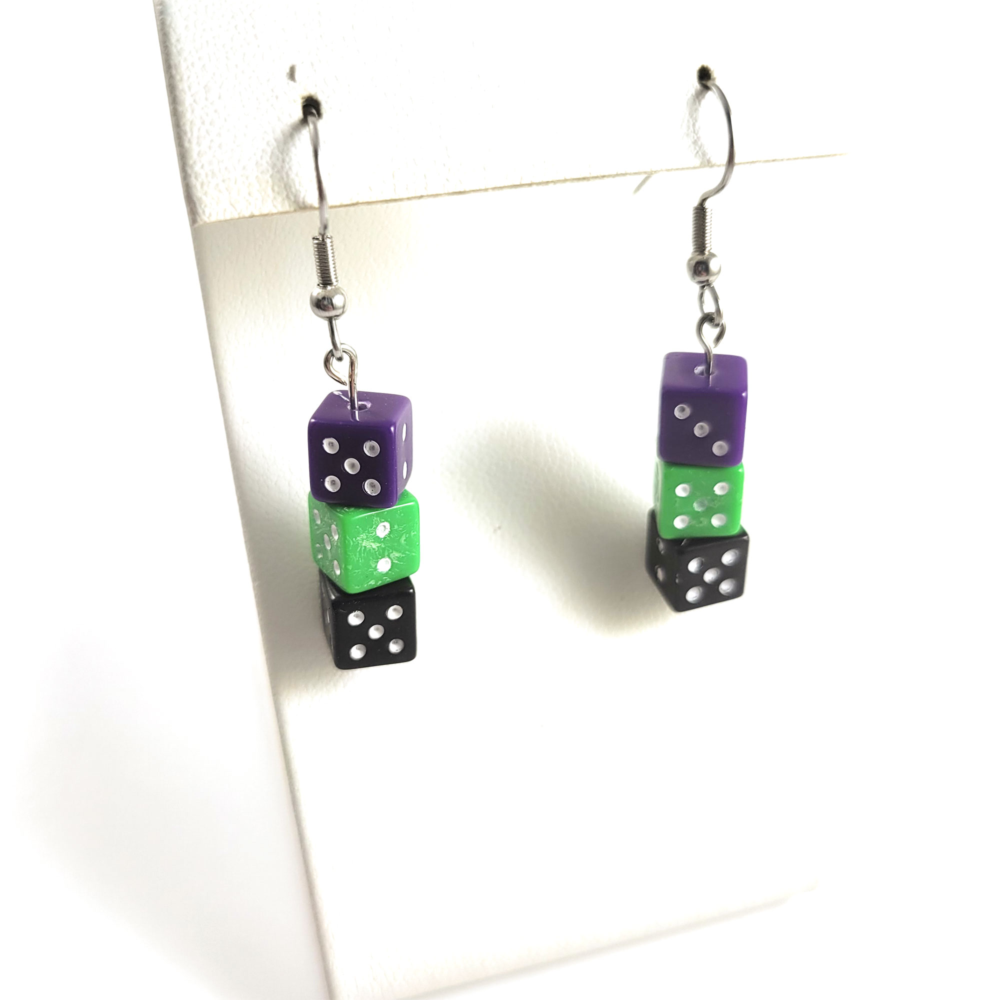 Purple, Green & Black Gamer Gear Earrings by Wilde Designs