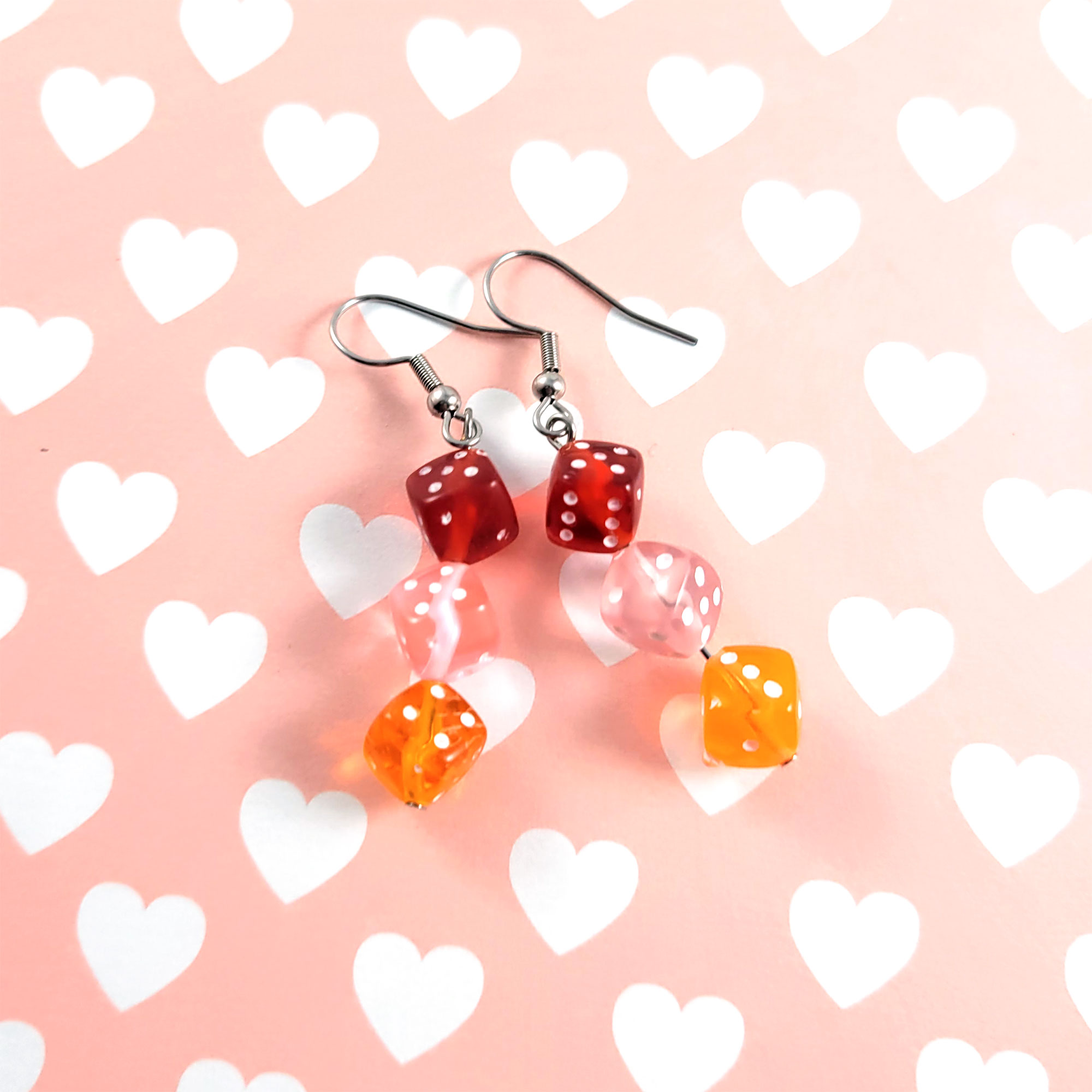 Red, Pink & Orange Gamer Gear Earrings by Wilde Designs