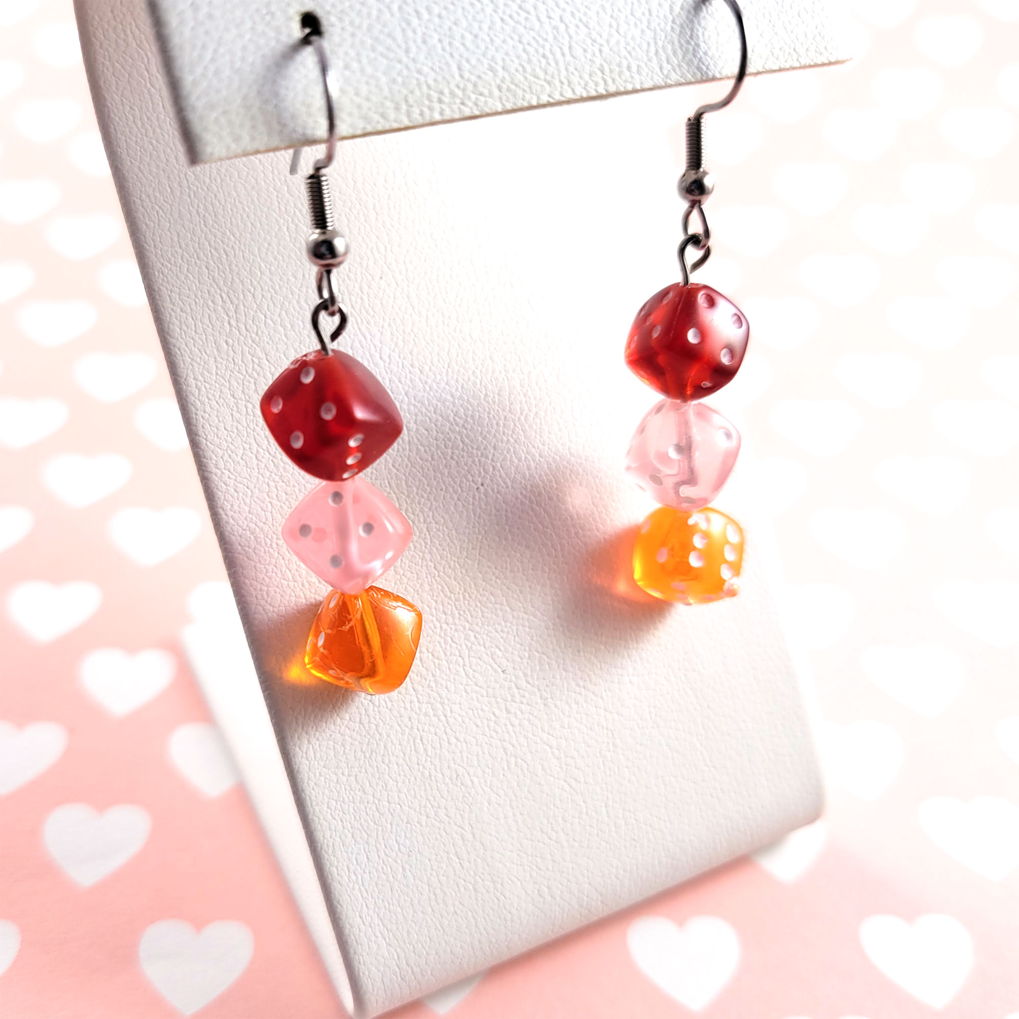 Red, Pink & Orange Gamer Gear Earrings by Wilde Designs
