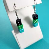 Black Green and Teal Gamer Gear Earrings by Wilde Designs