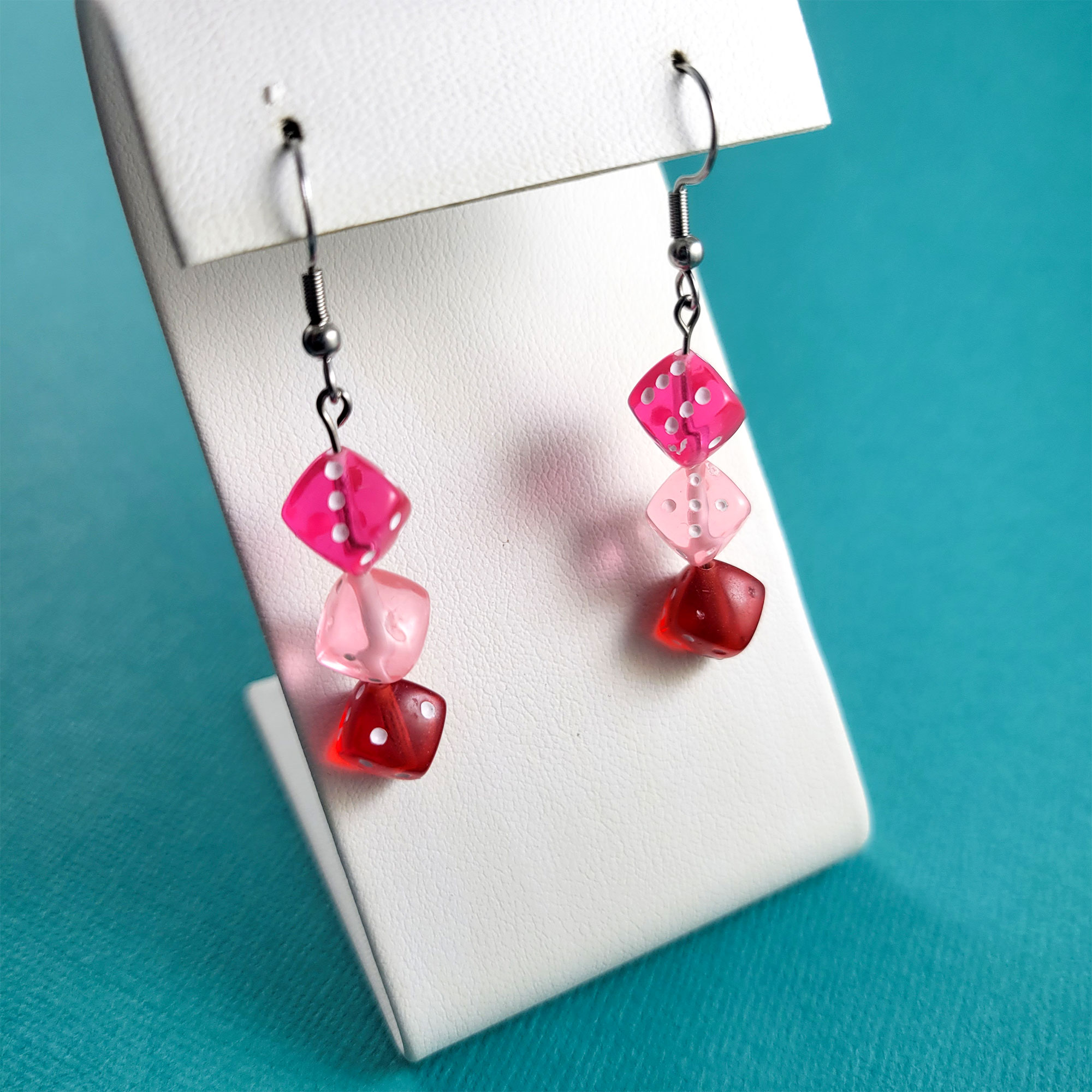Gamer Gear Earrings in Hot Pink, Soft Pink & Red by Wilde Designs