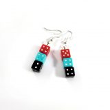 Red and Teal and Black Gamer Gear Earrings by Wilde Designs