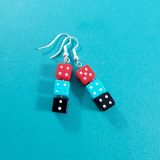 Red and Teal and Black Gamer Gear Earrings by Wilde Designs