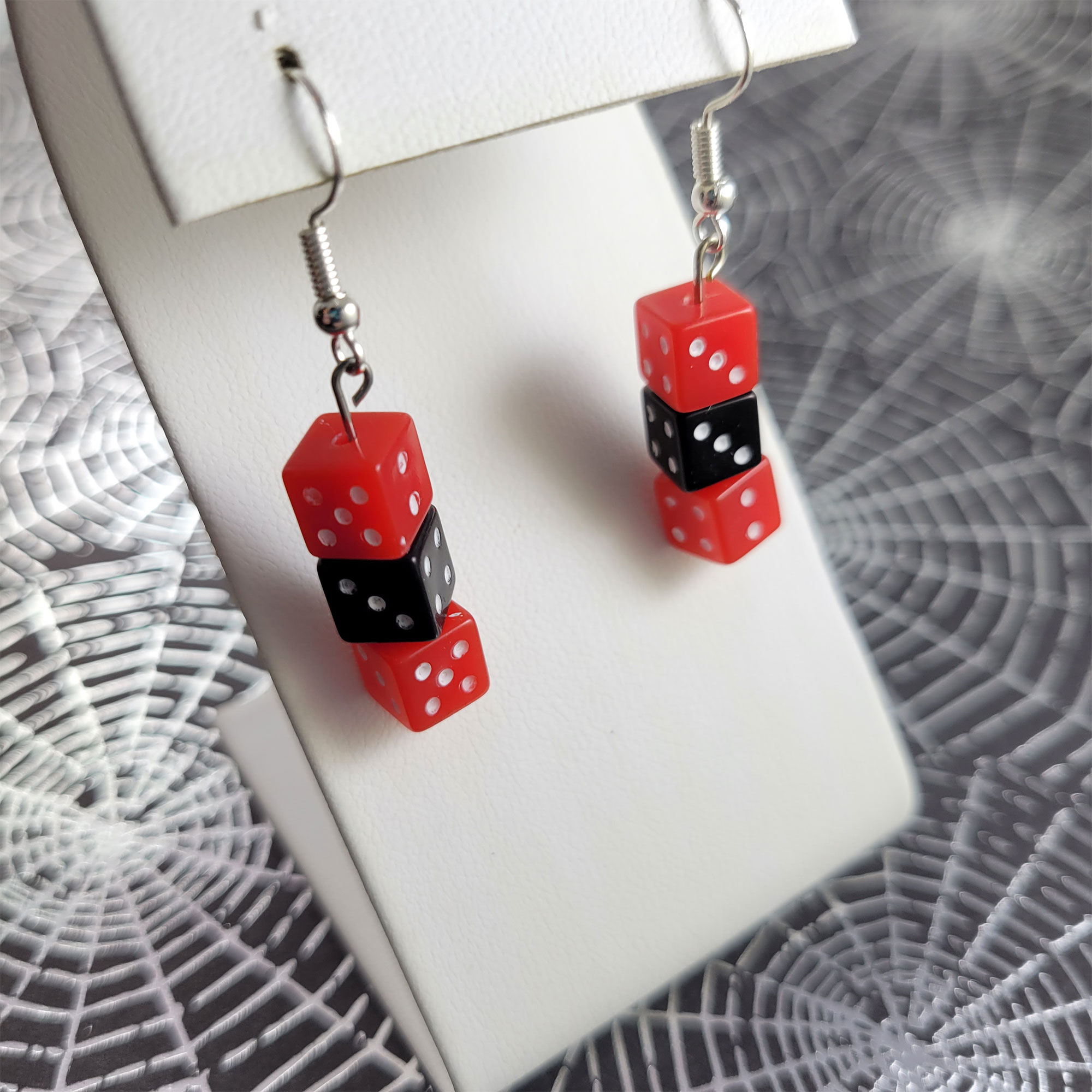 Red and Black Gamer Gear Earrings by Wilde Designs
