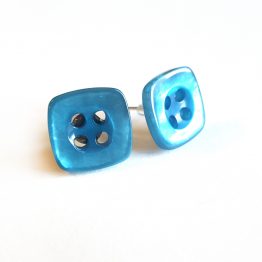 Blue Button Earrings by Wilde Designs