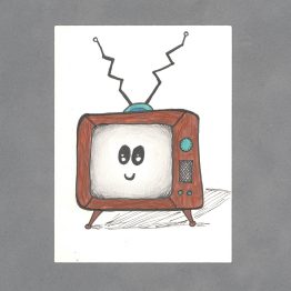 Kawaii Television Art Card by Wilde Designs