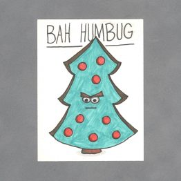Bah Humbug Christmas Tree Art Card