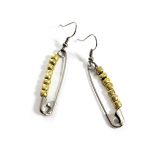 Gold Bead Safety Pin Earrings by Wilde Designs