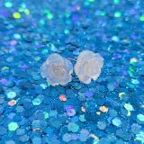 Translucent White Kawaii Rose Earrings by Wilde Designs