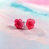 Kawaii Rose Earrings in Neon Pink by Wilde Designs