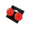 Red Button Earrings Circles by Wilde Designs