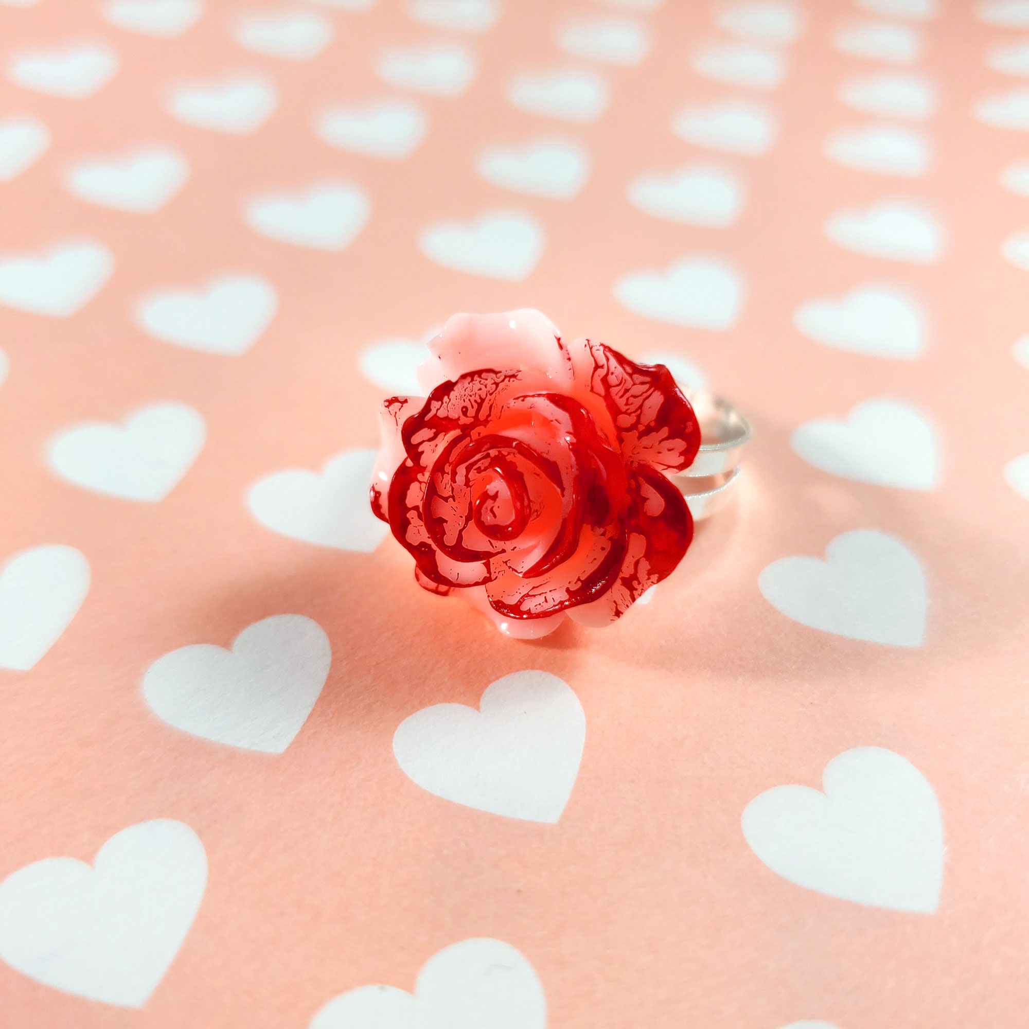 Pink Paint Them Red Rose Ring by Wilde Designs
