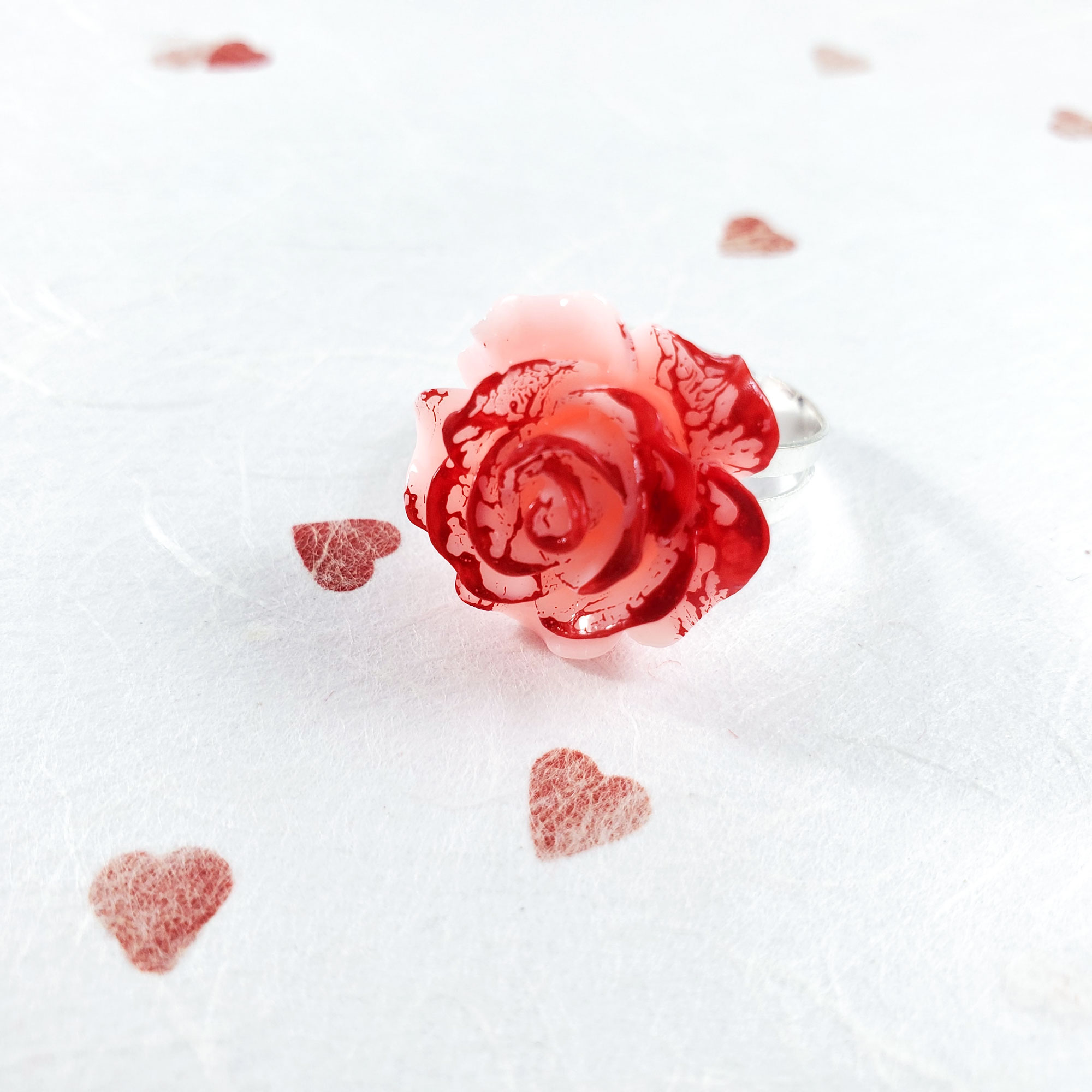 Pink Paint Them Red Rose Ring by Wilde Designs