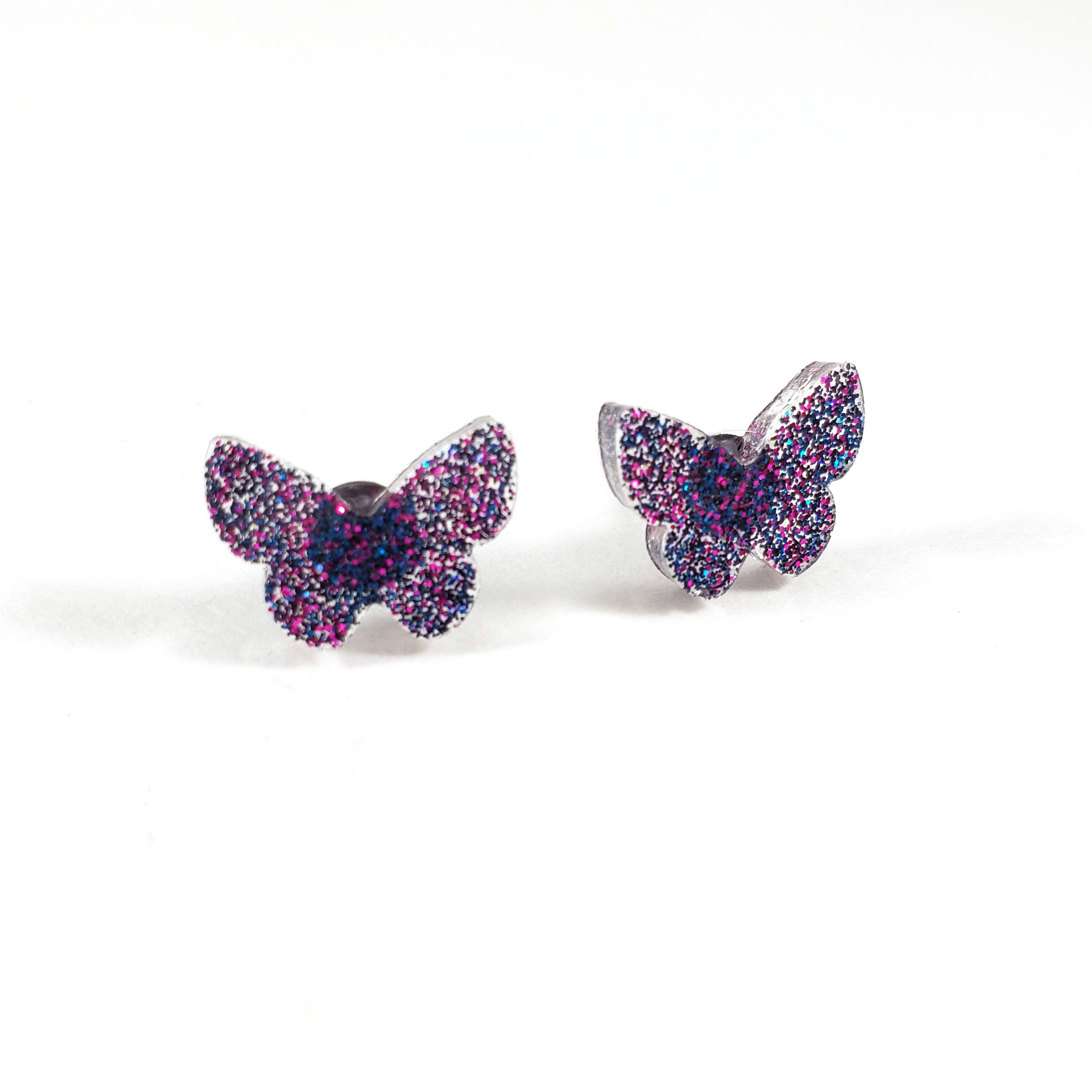 Galaxy Glitter Butterfly Earrings by Wilde Designs