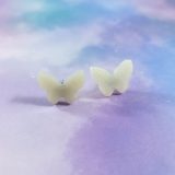 Glittery White Butterfly Earrings by Wilde Designs