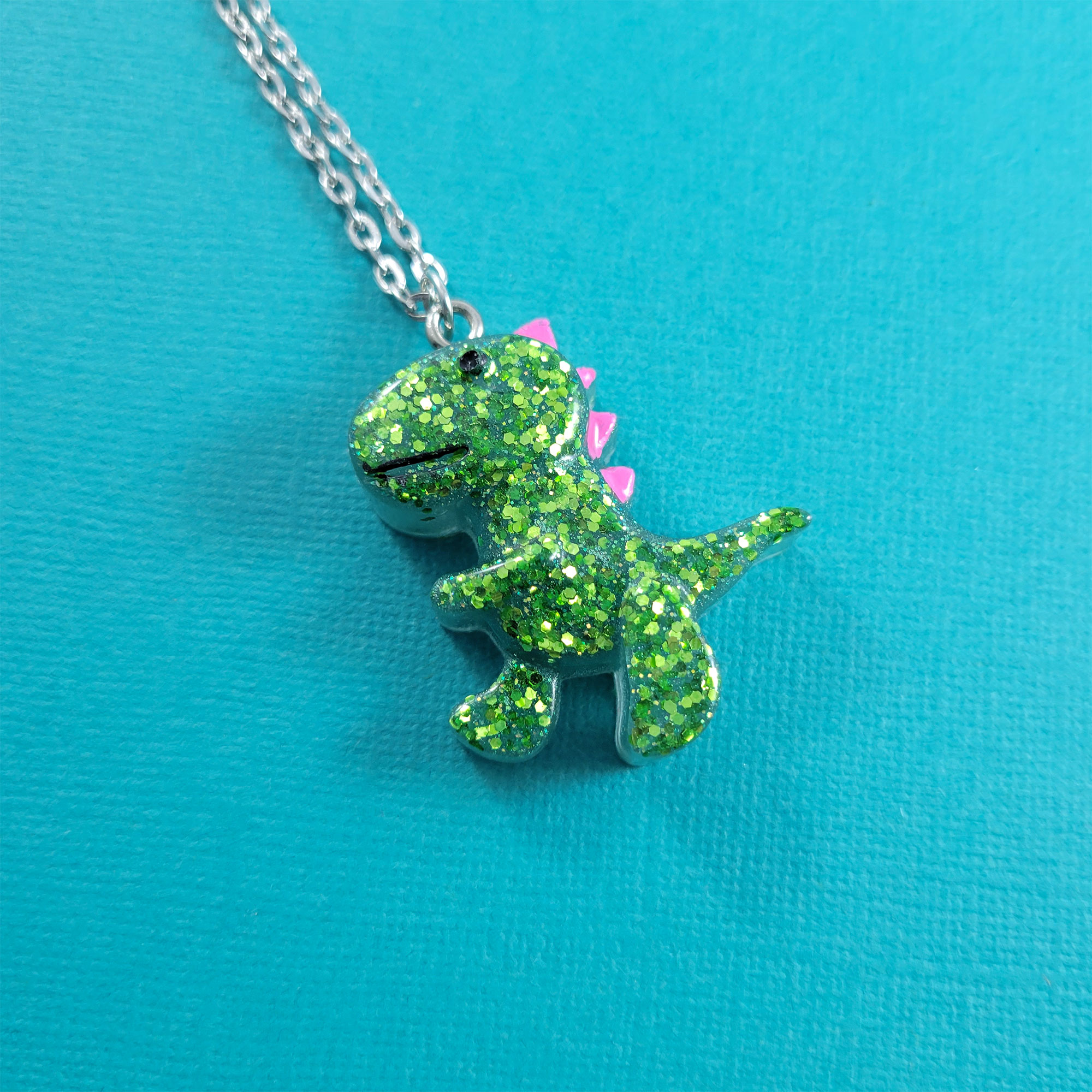 Jurassic Cutie Dinosaur Resin Necklace by Wilde Designs