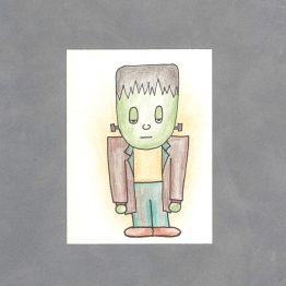 Kawaii Frankenstein's Monster Art Card by Wilde Designs