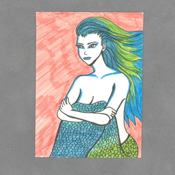 Sunset Mermaid Art Card by Wilde Designs