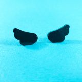 Cherub Angel Wing Earrings in Black