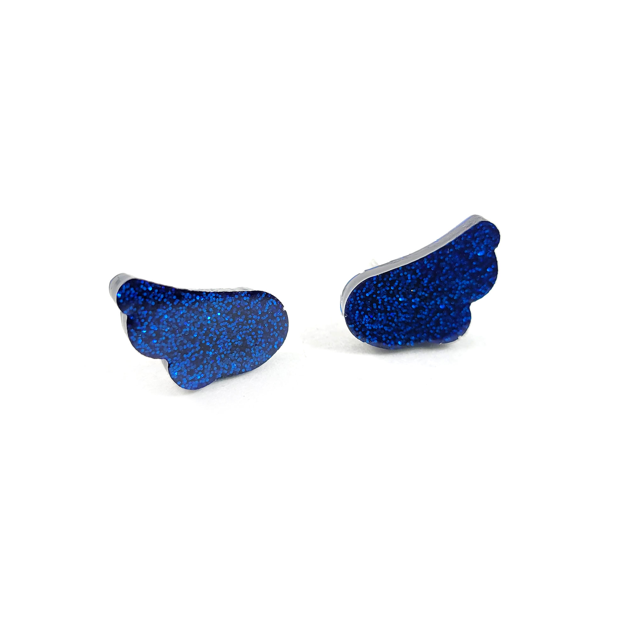 Cherub Angel Wing Earrings in Glittery Blue by Wilde Designs