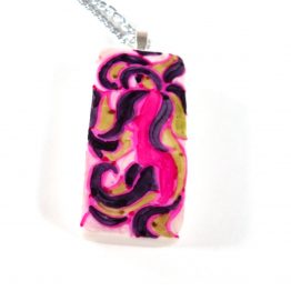 Psychedelic Lady Hand Drawn Necklace in Hot Pink by Wilde Designs