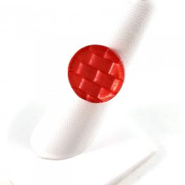 Red Basketweave Button Ring by Wilde Designs