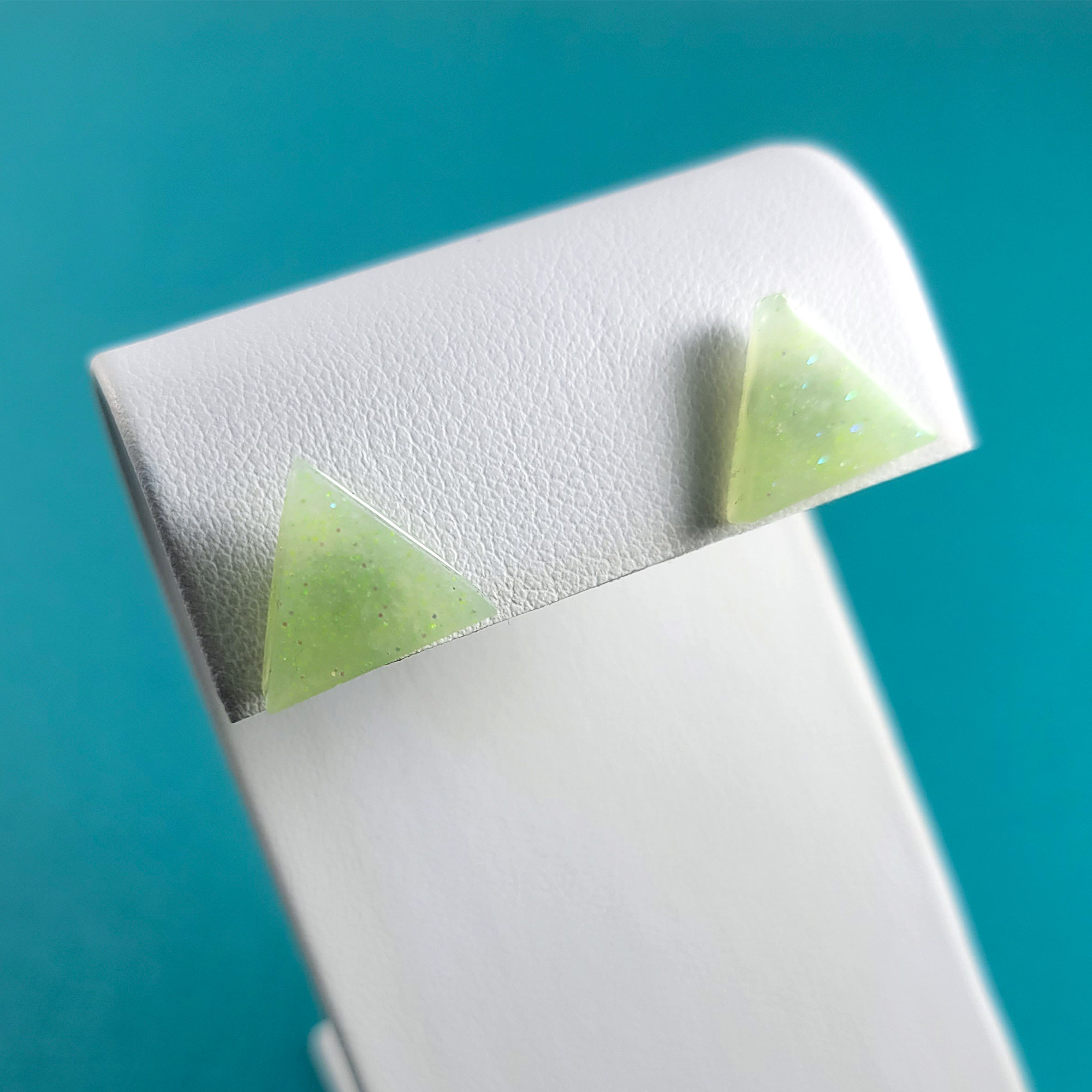 Lime Green Triangle Earrings by Wilde Designs