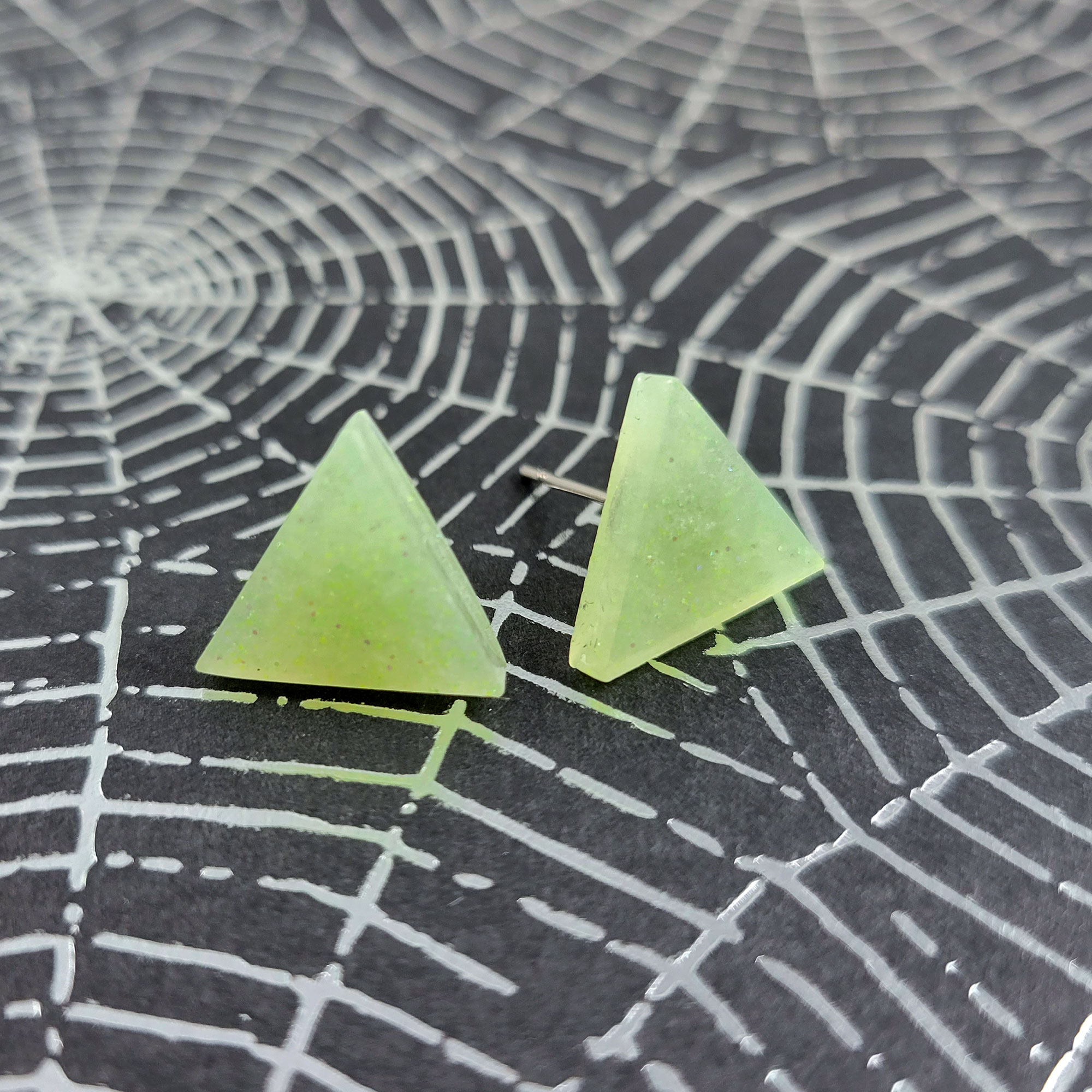 Lime Green Triangle Earrings by Wilde Designs