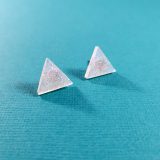 Glittery Pastel Pink Triangle Earrings by Wilde Designs