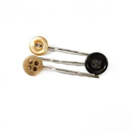 Brown and Black Button Bobby Pin Set by Wilde Designs