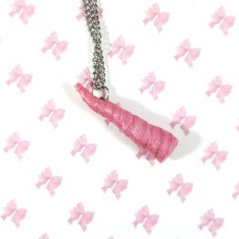 Sparkly Pink Severed Unicorn Horn Necklace by Wilde Designs