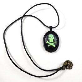Glow in the Dark Skull and Crossbones Cameo Necklace by Wilde Designs
