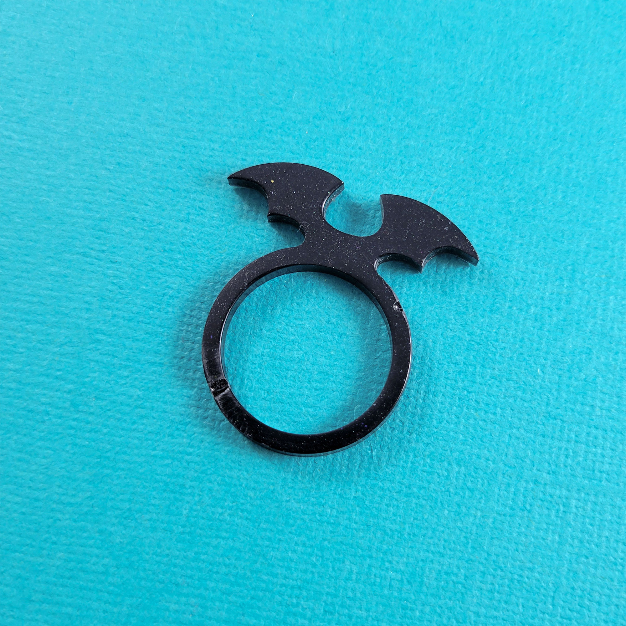 Glittery Black Bat Wing Ring by Wilde Designs