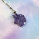 Pastel Goth Unicorn Necklace in Galaxy Glitter by Wilde Designs