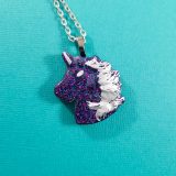 Pastel Goth Unicorn Necklace in Purple and Silver by Wilde Designs
