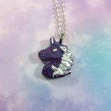 Pastel Goth Unicorn Necklace in Purple and Silver by Wilde Designs