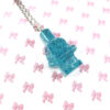 Glittery Blue Block Figure Necklace by Wilde Designs
