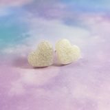 Glittery White Show Some Love Heart Earrings by Wilde Designs